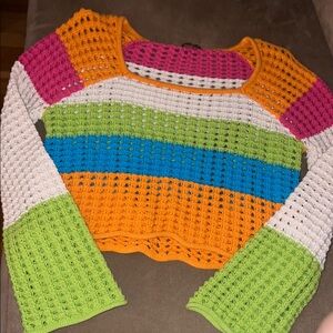 Wild Fable Orange and Pink Crew Neck Sweater
